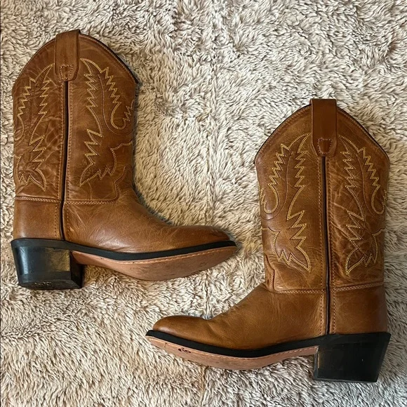 Old West Brown Kids Boots - Picture 3 of 6